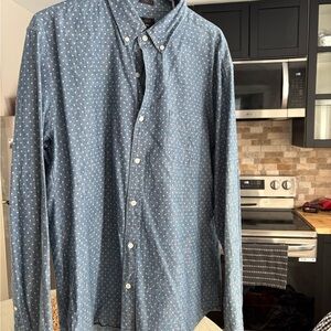 J. Crew Blue and White Patterned Casual Shirt